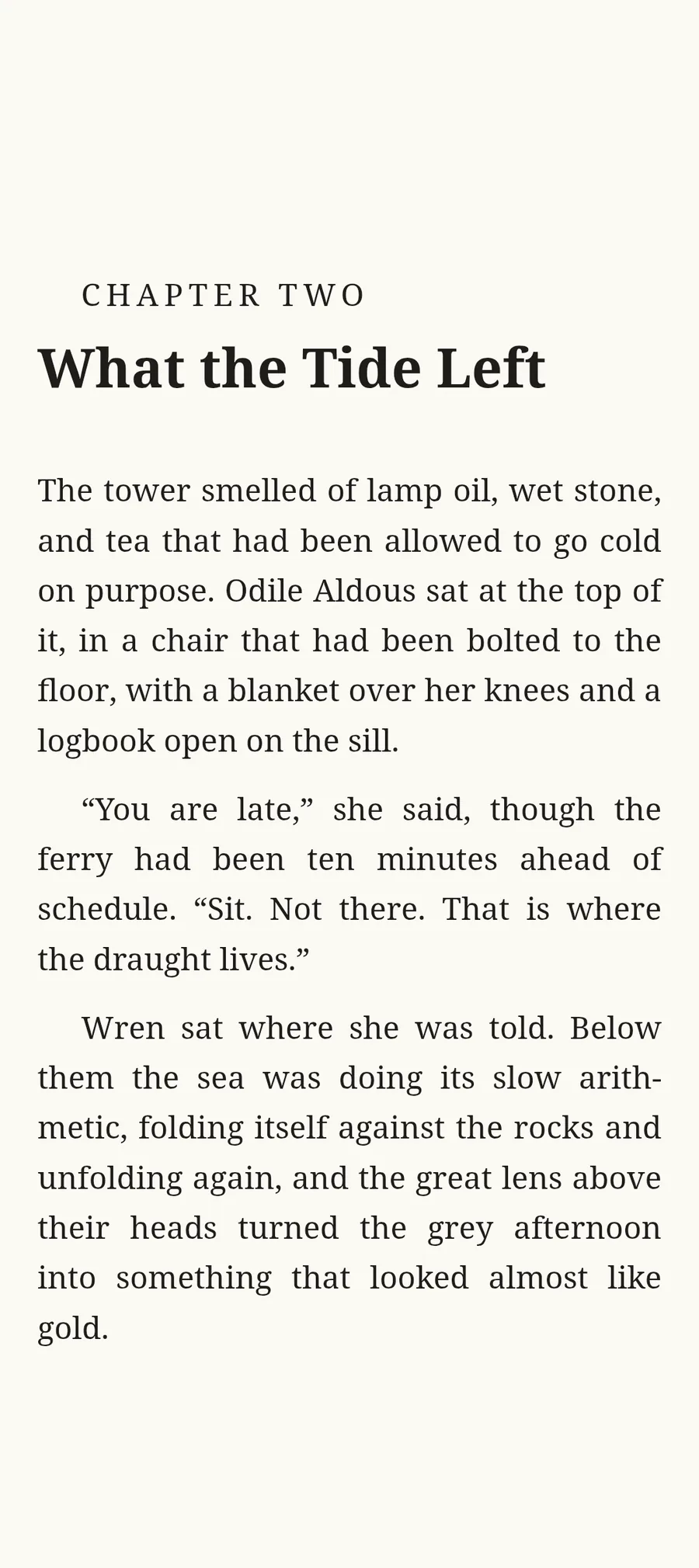 BookDeep reading view with a chapter heading and typeset body text on a light page